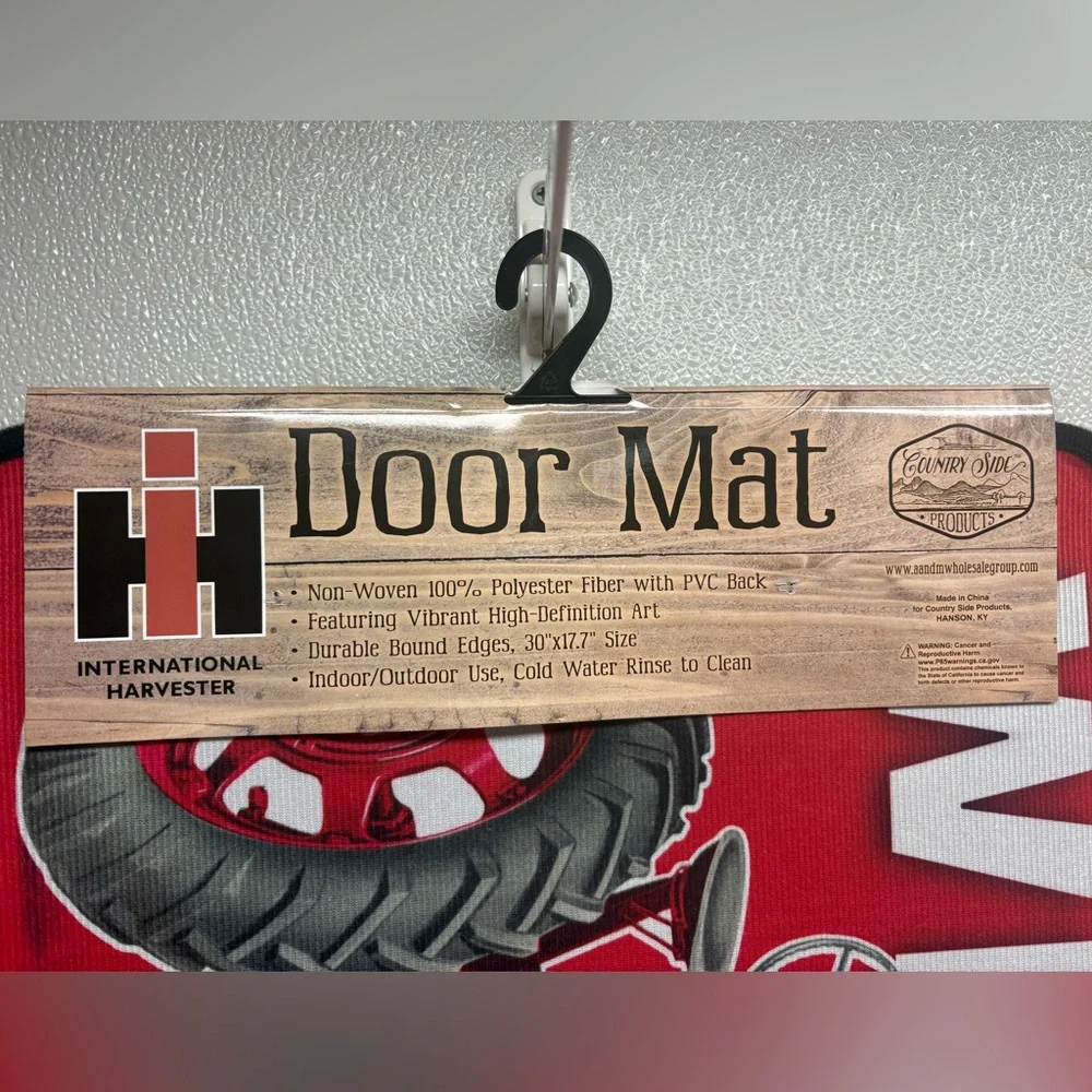 International Harvester Farmall Tractor 17.7”x30” Rug, indoor/Outdoor Red Mat.